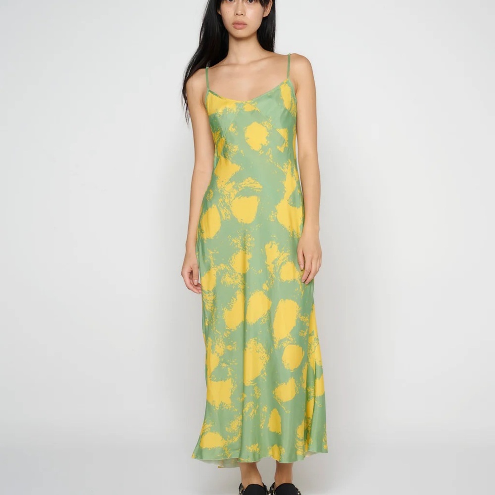 Brain Dead Yellow and Green Slip Maxi Dress
